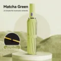 Premium matcha green 24-rib automatic tri-fold umbrella with windproof double rib design - Matcha Green