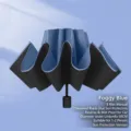 Nebelblauer umgekehrter Regenschirm mit 8 Rippen und verdickter schwarzer UV-Beschichtung - Manuelles Modell / Acht Rippen / Marineblau