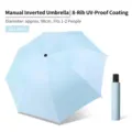 Paraguas plegable manual azul cielo con protección UV y estructura de 8 varillas - Manual 3 Pliegues (8 Varillas) / Azul Pálido Cuadrado Grande