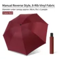 Paraguas manual de 3 pliegues anti-UV rojo intenso con revestimiento protector negro - Manual 3 Pliegues (8 Varillas) / Rojo Fragante