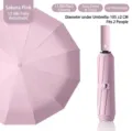 Kirschblütenrosa 12-Speichen Automatik-Regenschirm mit hochwertigem UV-Schutz-Beschichtung - Automatisch / Rippen / Kirschblütenrosa