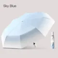 Automatisch faltbarer Regenschirm mit himmelblauem Farbverlauf und echtem UV-Schutz - 8 Rippen Automatisch / Gradient Meersalz Blau