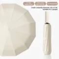 Automatischer 12-Speichen-Faltschirm in Cremeweiß für zwei Personen mit UV-Schutz - Automatisch / Rippen / Platanen-Beige