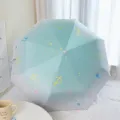Paraguas plegable de 3 pliegues azul degradado con patrones abstractos y protección UV - Paraguas Manual de 3 Pliegues (Lazo en Degradado) / Verde fresco