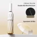 Automatischer Regenschirm mit Farbverlauf in Cremegelb und windfestem Doppelrippen-Design - 12-Rippen Automatik / Farbverlauf Milchkaffee