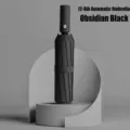 Obsidian-schwarzer vollautomatischer 12-Speichen-Regenschirm für Schutz vor Sonne und Regen - Automatisch / Rippen / Obsidian-Schwarz