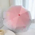 Paraguas manual de 3 pliegues rosa degradado con lindos patrones de lazos y estrellas - Paraguas Manual de 3 Pliegues (Nariz Roja Lazo en Degradado) / Rosa Melocotón
