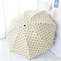 Manual cream polka dot folding umbrella with UV protection coating and brown pattern - Manual Model / Off White