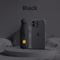 Compact black capsule umbrella with UV protection compared to a smartphone - 6 Ribs 5-Fold (Black Glue Coating) / Business Black