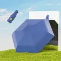 Kompakter blauer 5-fach faltbarer Kapsel-Regenschirm mit UV-Schutz für Sonne - 6 Knochen mit Aufbewahrungsbox / Marineblau
