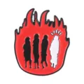 Broche émaillée flamme rouge créative avec silhouettes humaines pour sacs à dos - Style de Silhouette de Personnage (QHXZ6700) / Rouge