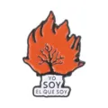 Pin's émaillé en métal avec arbre de flamme et texte espagnol YO SOY EL QUE SOY - Style d'Arbre de Flamme (QHXZ6701) / Orange