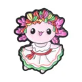 Mexican style axolotl metal enamel pin with traditional dress cartoon badge - 花环传统礼服款式(UVXZ538)