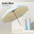 Ombrello pieghevole automatico azzurro chiaro con protezione UV e custodia abbinata - Blu Soda