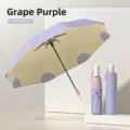 Ombrello pieghevole automatico premium protezione UV viola uva con custodia coordinata - Viola uva