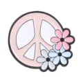 Retro pink hippie peace sign brooch with colorful enamel daisies metal badge for women - Peace Sign Style (QHXZ6574)