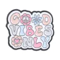 Colorful retro hippie enamel badge featuring 'Good Vibes Only' text and pastel flowers - GOOD VIBES ONLY Style (QHXZ6575)