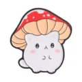 Cute cartoon white cat wearing red mushroom hat enamel pin badge for accessories - Cute White Cat Red Mushroom Hat (QHXZ6738)