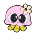 Adorably cute pink cartoon octopus enamel pin badge with flower for backpack and hats - Pink Octopus Style (QHXZ6745)