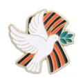 Victory Day enamel pin featuring peace dove and Saint George ribbon pattern - Peace Dove Commemorative Style (QHXZ6653)