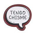 Funny Spanish slogan enamel pin with 'TENGO CHISME' text in speech bubble shape design - Black White Speech Bubble (QHXZ6888)