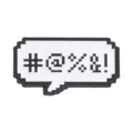 Vintage retro pixel speech bubble enamel pin with symbols design for clothes decor - Gibberish Symbol (#@%&!) (QHXZ6783)
