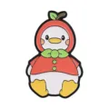 Cute cartoon duck enamel pin wearing a red apple costume for backpack decoration - Red Apple Duck (UVXZ507) / Red