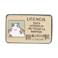 Badge en émail humoristique chat avec texte espagnol 'Ne pas toucher le ventre' pour sac - Chat Orange Licence de Morsure de Ventre (QHXZ6862)