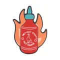 Funny hot sauce bottle enamel pin with duck and flames for backpacks and jackets - Flame Hot Sauce Bottle Badge (QHXZ6836)