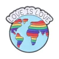 Rainbow earth enamel lapel pin with 'Love is Love' text cloud design for backpacks - Love Is Love Earth Style (UVXZ437)