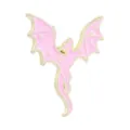 Fantasy pink and gold flying dragon enamel pin badge with sparkling star details. - Flying Posture (QHXZ6725) / Pink and Gold