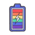 Colorful rainbow battery enamel pin with lightning bolt icon for backpacks and clothes - Rainbow Battery Style (UVXZ438)