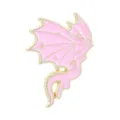 Elegant pink and gold dragon enamel pin with dreamy star wing details for backpack decoration - Curled Posture (QHXZ6726) / Pink and Gold