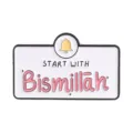 Minimalistischer Emaille-Pin mit Glocke und Bismillah-Text für den Hidschāb - Weiß (QHXZ6415)