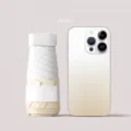 Ultrakompakter Mini-Sonnenschirm mit Farbverlauf in der Farbe Khaki Milchkaffee. - Flacher 6-fach Mini-Schirm / Farbverlauf Milchkaffee