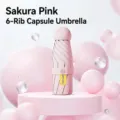 Portable mini capsule umbrella in cherry blossom pink with UPF 50+ sun protection - 6 Ribs (Umbrella Only) / Sakura Pink