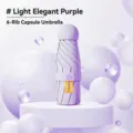 Compact six rib mini capsule umbrella in light lavender featuring black glue sun protection - 6 Ribs (Umbrella Only) / Light Purple
