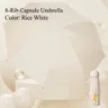 Compact 8-rib beige capsule sun umbrella with UPF 50+ UV protection for travel - 8 Ribs (Umbrella Only) / Beige