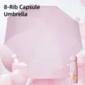 Compact cherry blossom pink 8-rib capsule umbrella with black glue sun protection - 8 Ribs (Umbrella Only) / Sakura Pink