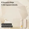 Compact 5-fold mini capsule umbrella in beige with a stylish portable storage case - 8 Ribs With Capsule Box / Beige