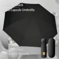 Obsidian black 8-rib mini capsule umbrella with UV protection and storage case. - 8 Ribs With Capsule Box / Obsidian Black