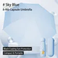 Sky blue mini portable capsule umbrella with 8 ribs and UV protection black glue coating - 8 Ribs With Capsule Box / Sky Blue
