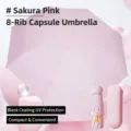 Compact pink capsule umbrella with UV protection and 8 ribs for sun and rain. - 8 Ribs With Capsule Box / Sakura Pink