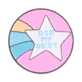 Healing macaron-colored enamel pin with star design and 'Did My Best' text for backpacks - Did My Best Style (QHXZ6602)