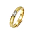 Luxury 18K gold plated titanium steel ring with a marquise cut sparkling crystal gem - 5# / White Rhinestone