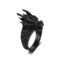 Black Dragon Ring Gothic Punk Stainless Steel Men Jewelry Vintage Animal Ring Main View - 7# / Black