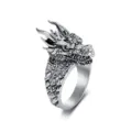 Retro punk dragon ring for men, high quality titanium steel vintage silver gothic jewelry item. - 7# / Steel