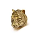 Men gold tiger head ring stainless steel punk cool animal finger jewelry statement acc - 7# / Gold