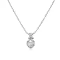 Close-up of heart-shaped zircon pendant on a silver-toned bead chain necklace - Small Heart Pendant / Gold