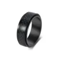 Premium matte black titanium steel spinner ring with a carbon fiber inlay pattern - 6# / Wide Version (K-R1147) / Black